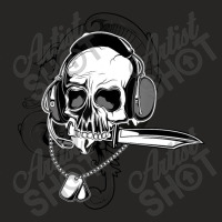 Skull Headphone Knife Dog Tag Costume Cool Halloween Ladies Fitted T-shirt | Artistshot