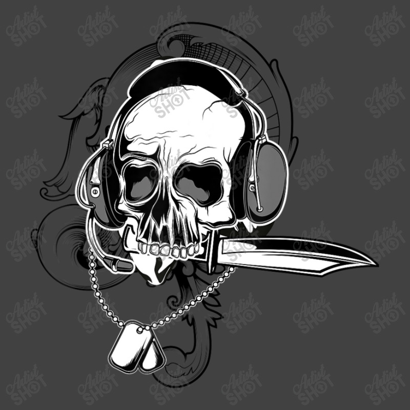 Skull Headphone Knife Dog Tag Costume Cool Halloween Vintage T-Shirt by BuenoBloom | Artistshot