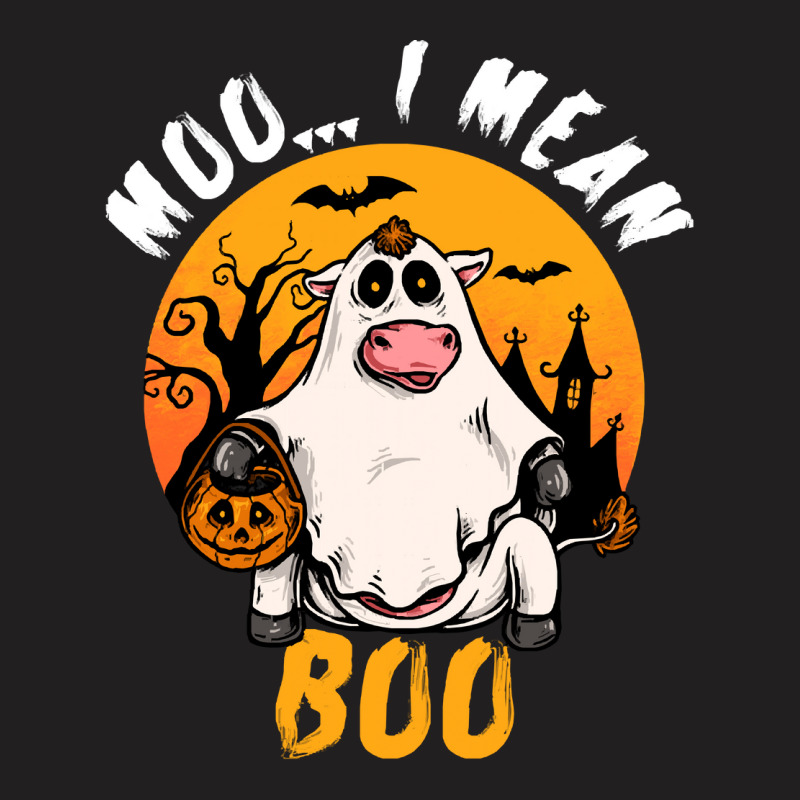 Moo I Mean Boo T  Shirt Moo I Mean Boo Funny Ghost Cow Halloween Costu T-shirt | Artistshot