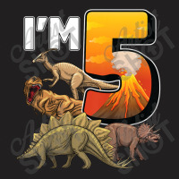 Kids 5 Year Old Dinosaurs Birthday 5th Party Paleontologist Boys Mens  T-shirt | Artistshot