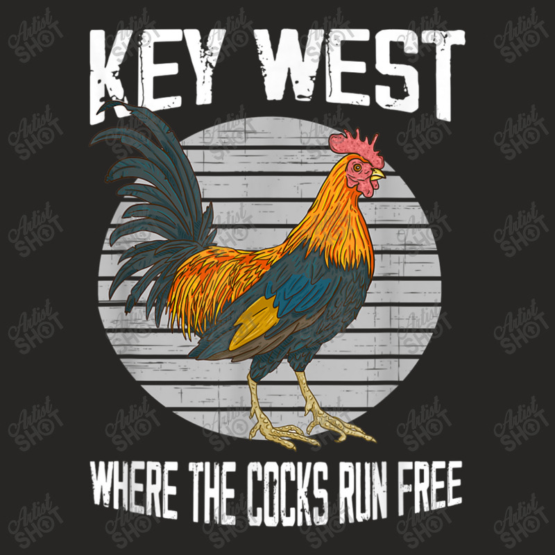 Key West Florida Where The Cocks Run Free Ladies Fitted T-Shirt by MarquesDesign | Artistshot