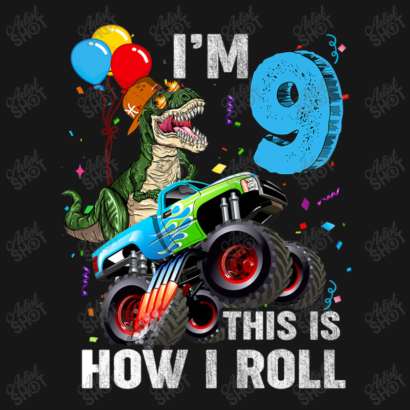 Kids 9 Year Old T Rex Dinosaur Monster Truck 9th Birthday Boys Mens Be Medium-length Apron | Artistshot