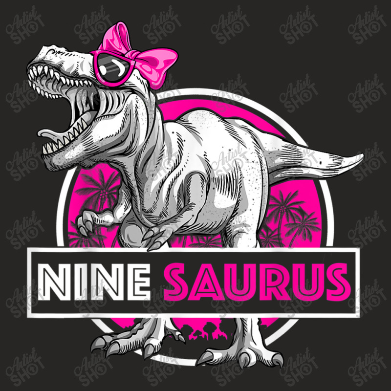 I'm Nine Saurus 9 Yrs Old T-rex For Girls 9th Birthday Gift Day Gifts Ladies Fitted T-Shirt by JazmineDesign | Artistshot