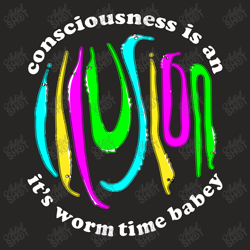 Consciousness Is An Illusion Fuzzy Worm On A String Ladies Fitted T-Shirt by bclnoah | Artistshot