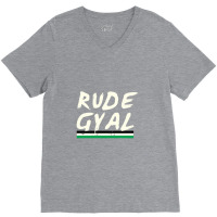 Rude Gyal Jamaican Jamaica Love Pride Girl Girl V-neck Tee | Artistshot