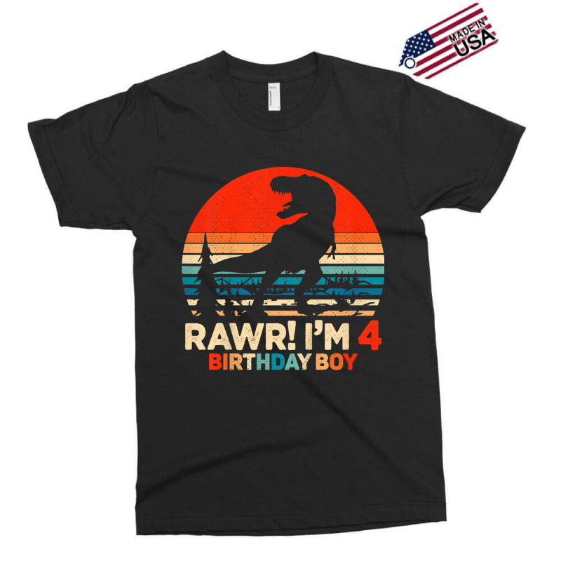 Kids Rawr I'm 4 T Rex 4 Year Old 4th Birthday Boy Dinosaur Party Music Exclusive T-shirt | Artistshot