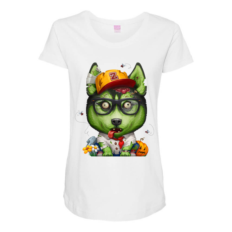 Siberian Husky Zombie Halloween Maternity Scoop Neck T-shirt by BuenoBloom | Artistshot