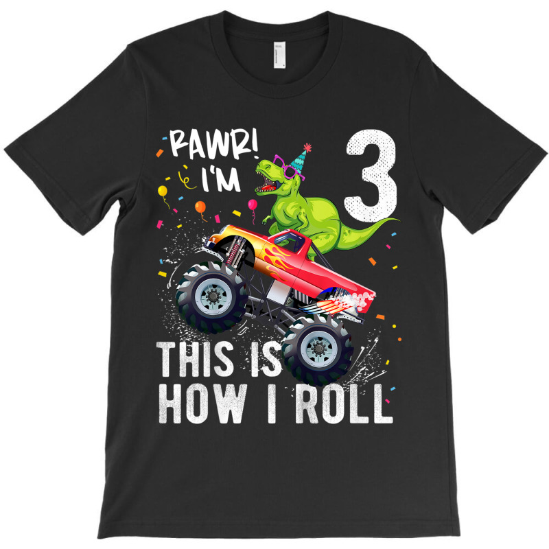 Kids T Rex Dinosaur Monster Truck 3rd Birthday Boys And Girls Design C T-shirt | Artistshot