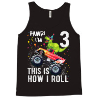 Kids T Rex Dinosaur Monster Truck 3rd Birthday Boys And Girls Design C Tank Top | Artistshot