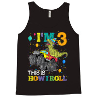 Kids T Rex Dinosaur Monster Truck 3rd Birthday Boys And Girls Games Ch Tank Top | Artistshot