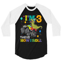 Kids T Rex Dinosaur Monster Truck 3rd Birthday Boys And Girls Games Ch 3/4 Sleeve Shirt | Artistshot