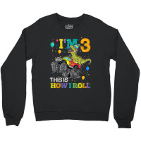 Kids T Rex Dinosaur Monster Truck 3rd Birthday Boys And Girls Games Ch Crewneck Sweatshirt | Artistshot