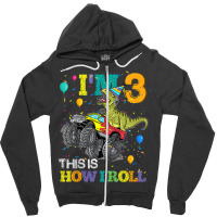 Kids T Rex Dinosaur Monster Truck 3rd Birthday Boys And Girls Games Ch Zipper Hoodie | Artistshot