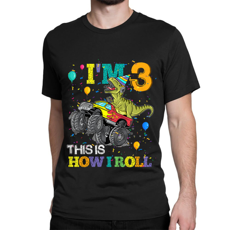 Kids T Rex Dinosaur Monster Truck 3rd Birthday Boys And Girls Games Ch Classic T-shirt | Artistshot