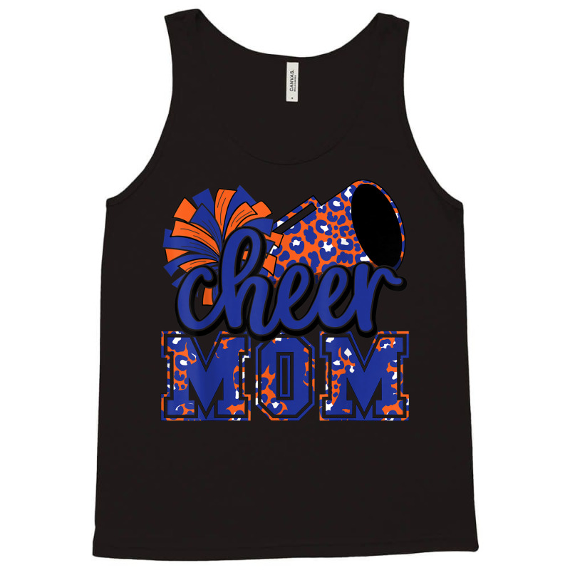 Cheer Mom Blue Orange Leopard Cheer Poms & Megaphone Mens Womens Tank Top by HailieDesign | Artistshot