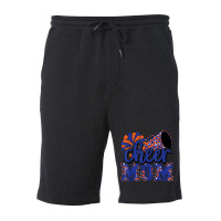 Cheer Mom Blue Orange Leopard Cheer Poms & Megaphone Mens Womens Fleece Short | Artistshot