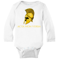 Motivational Latin Language Motto   Actions, Not Words T Shirt Long Sleeve Baby Bodysuit | Artistshot