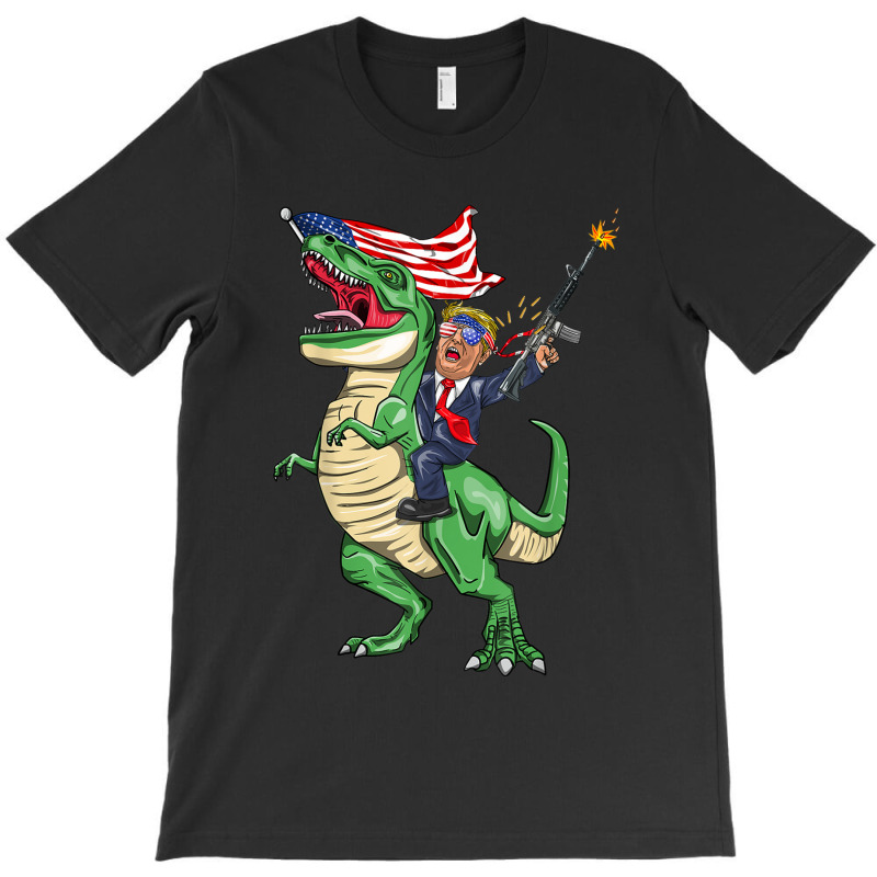 Machine Gun Trump On T Rex Dinosaur With American Flag Women My Favori T-shirt | Artistshot