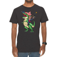 Machine Gun Trump On T Rex Dinosaur With American Flag Women My Favori Vintage T-shirt | Artistshot