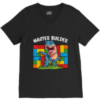 Master Builder Funny Building Blocks T-rex Dinosaur Characters Video G V-neck Tee | Artistshot