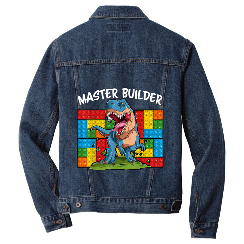 Master Builder Funny Building Blocks T-rex Dinosaur Characters Video G Men Denim Jacket by JazmineDesign | Artistshot