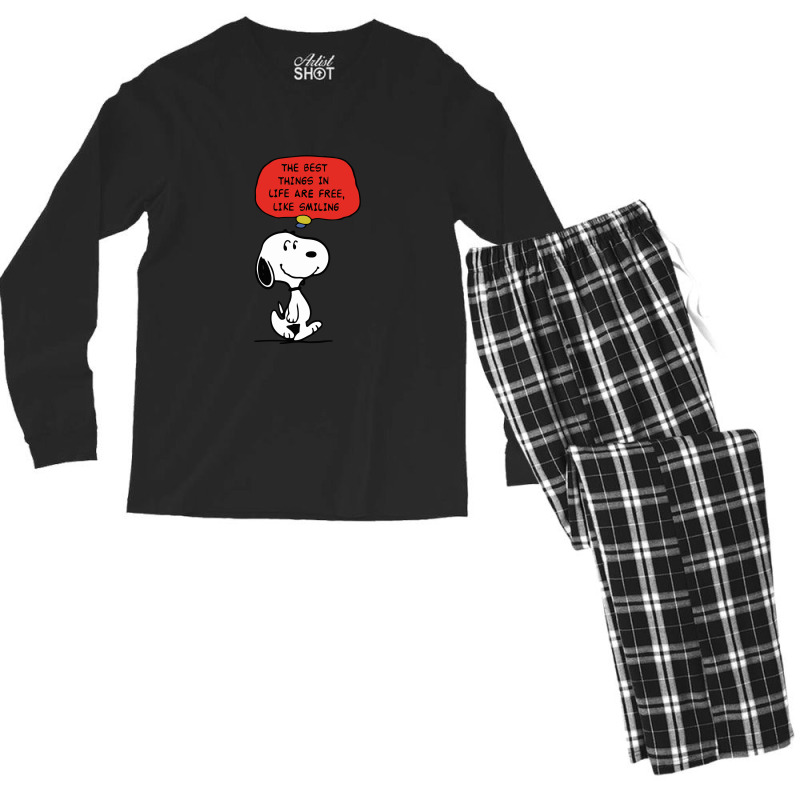 Peanuts Best Things In Life Are Free Men's Long Sleeve Pajama Set | Artistshot