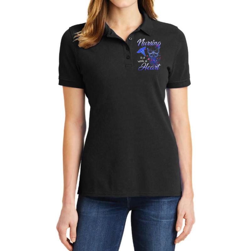 Nursing Is A Work Of Heart Butterfly  T For Nurses Ladies Polo Shirt by AntoineDesign | Artistshot