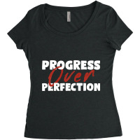 Progress Over Perfection   Motivational Progress Over Perfection Back Women's Triblend Scoop T-shirt | Artistshot