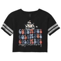 Happy Columbus Day Usa Flag Christopher Columbus Navigator T Shirt Scorecard Crop Tee | Artistshot