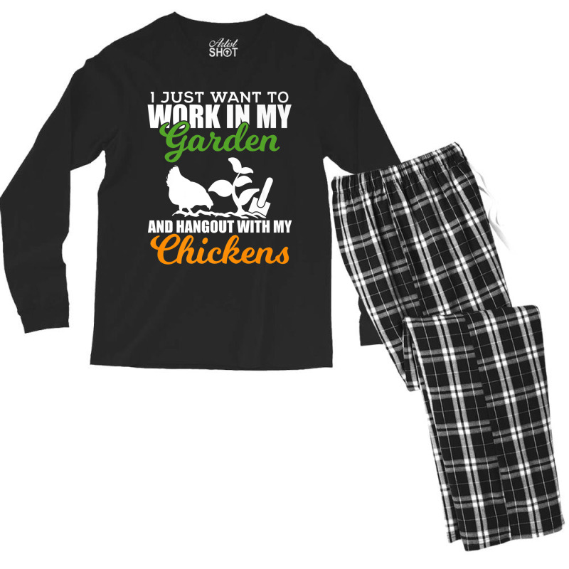 Work In My Garden Hangout With My Chickens Farmers Men's Long Sleeve Pajama Set by MarquesDesign | Artistshot