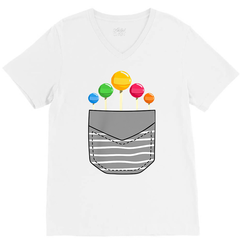 Funny Rainbow Sucker Candy Stick Lollipop Pocket T Shirt V-Neck Tee by roopeedwrich76 | Artistshot