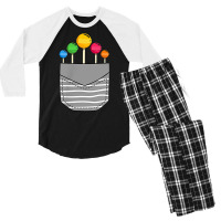 Funny Rainbow Sucker Candy Stick Lollipop Pocket T Shirt Men's 3/4 Sleeve Pajama Set | Artistshot