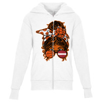 Latvia Brown Skin Basketball Fan Latvian Messy Bun Hair Girl T Shirt Youth Zipper Hoodie | Artistshot