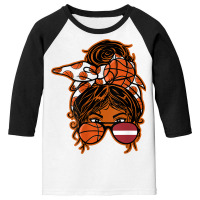 Latvia Brown Skin Basketball Fan Latvian Messy Bun Hair Girl T Shirt Youth 3/4 Sleeve | Artistshot