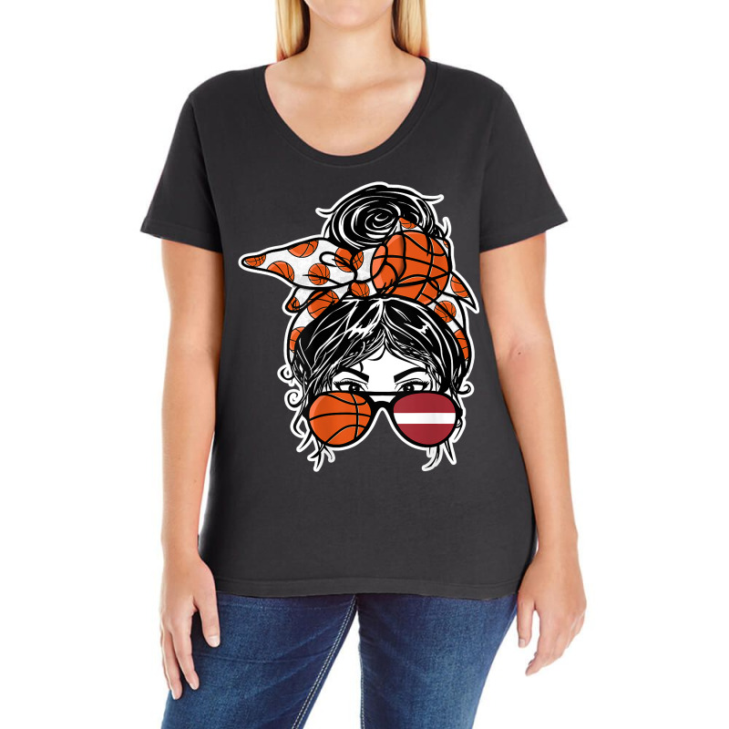 Latvian Messy Bun Hair Girl Latvia Basketball Fans Jersey T Shirt Ladies Curvy T-Shirt by pickengtwrentv | Artistshot