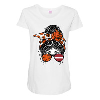 Latvian Messy Bun Hair Girl Latvia Basketball Fans Jersey T Shirt Maternity Scoop Neck T-shirt | Artistshot