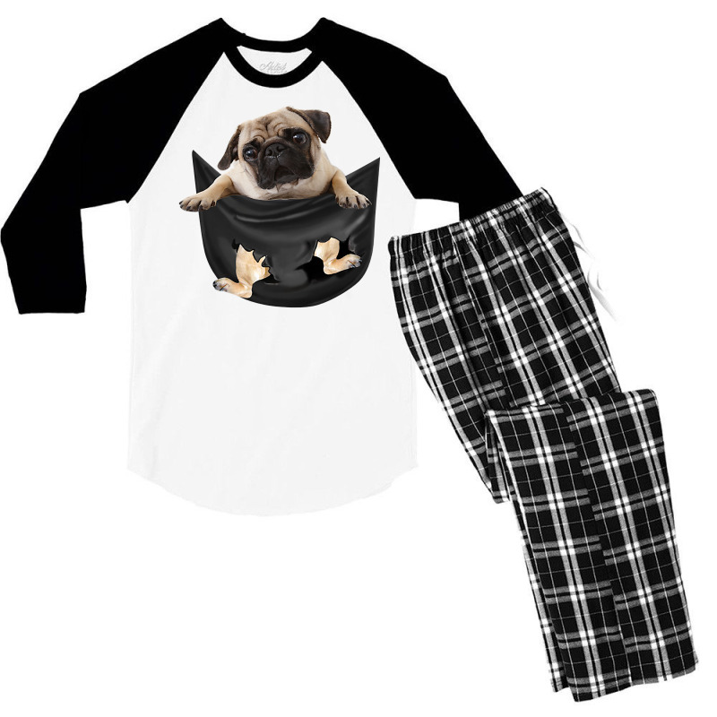 Pug In Pocket Funny Dog Lovers Costume Gifts T Shirt Men's 3/4 Sleeve Pajama Set | Artistshot