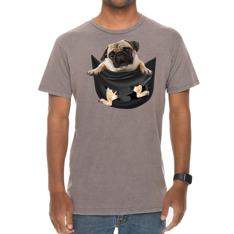 Pug In Pocket Funny Dog Lovers Costume Gifts T Shirt Vintage T-shirt | Artistshot