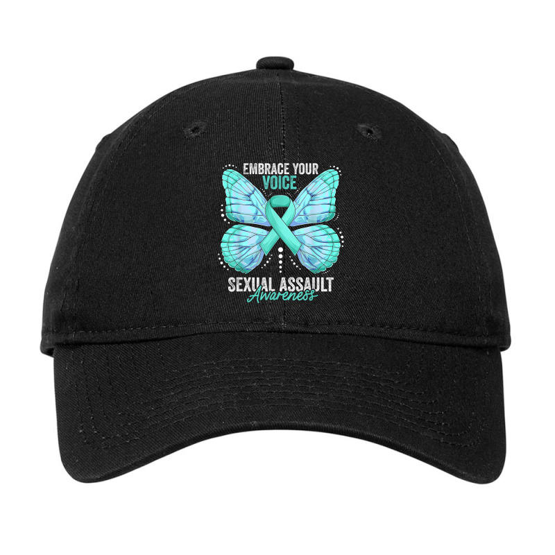 Sexual Assault Awareness Month Butterfly Teal Ribbon Adjustable Cap by AntoineDesign | Artistshot