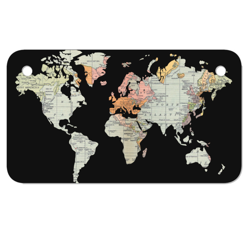 Baesic Vintage World Map Motorcycle License Plate | Artistshot