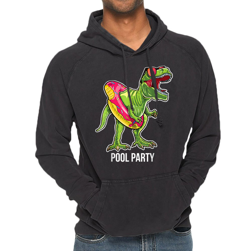 Pool Party T Rex Dinosaur Doughnut Float  T Rex Gift Mens Womens Vintage Hoodie | Artistshot