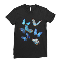 Womens Blue Morpho Butterfly Swarm Lepidoptera Entomology Ladies Fitted T-shirt | Artistshot