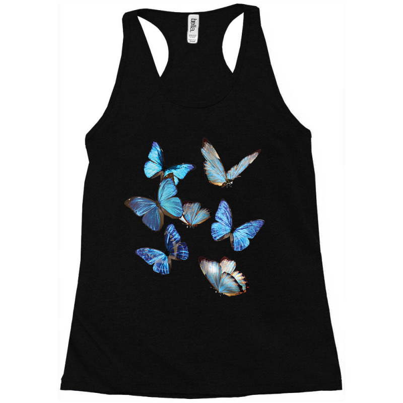 Womens Blue Morpho Butterfly Swarm Lepidoptera Entomology Racerback Tank by AntoineDesign | Artistshot