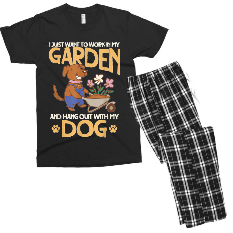 I Just Want To Work In My Garden And Hang Out With My Dog Men's T-shirt Pajama Set by LeonelSalas | Artistshot