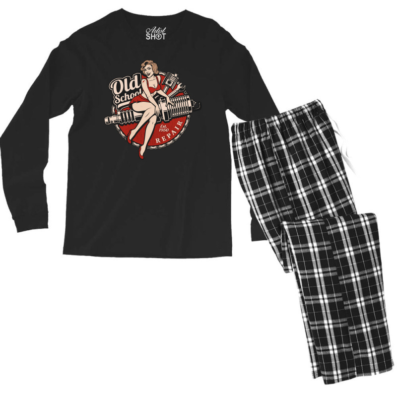 Blonde Hair And Spark Plug Men's Long Sleeve Pajama Set | Artistshot