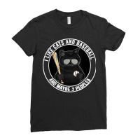 I Like The Cats And Baseball And Maybe 3 People Blackie Cat Ladies Fitted T-shirt | Artistshot