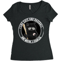 I Like The Cats And Baseball And Maybe 3 People Blackie Cat Women's Triblend Scoop T-shirt | Artistshot