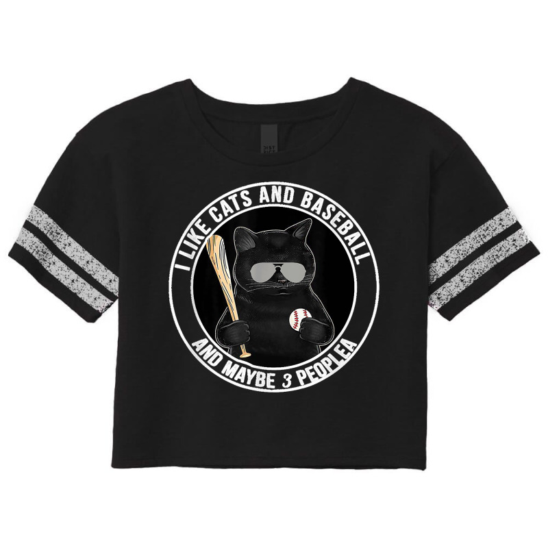 I Like The Cats And Baseball And Maybe 3 People Blackie Cat Scorecard Crop Tee by LeonelSalas | Artistshot