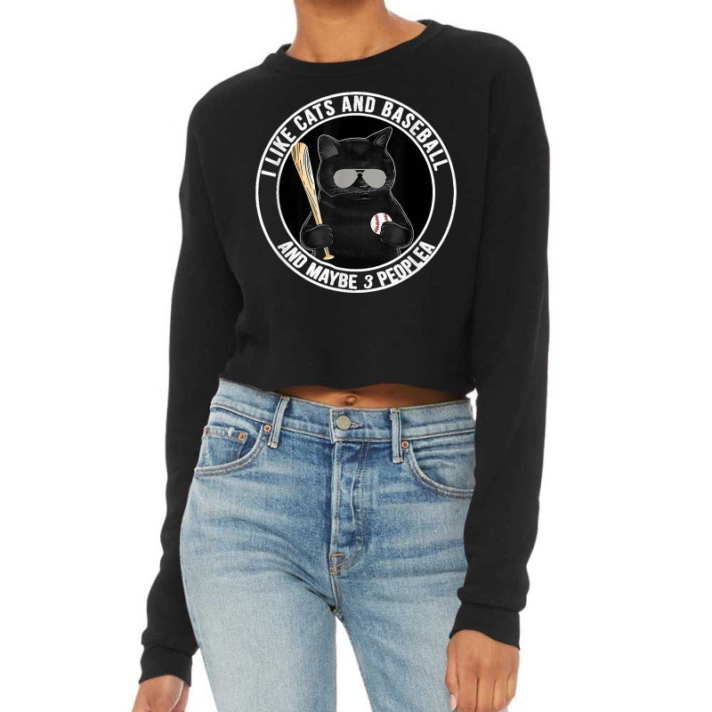 I Like The Cats And Baseball And Maybe 3 People Blackie Cat Cropped Sweater by LeonelSalas | Artistshot