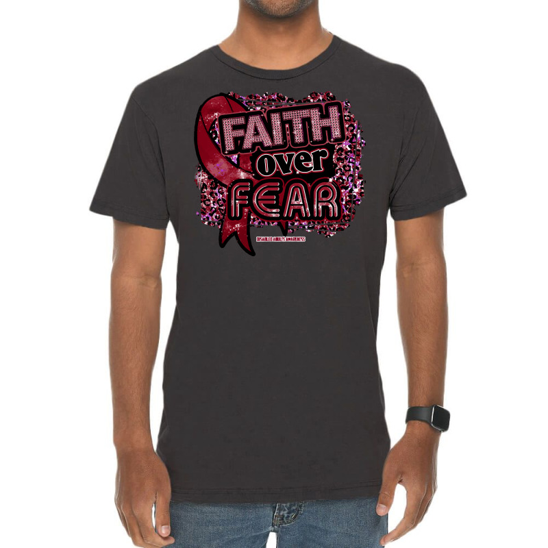 Disabled Adults T  Shirt Disabled Adults Awareness Ribbon Faith Over F Vintage T-shirt | Artistshot